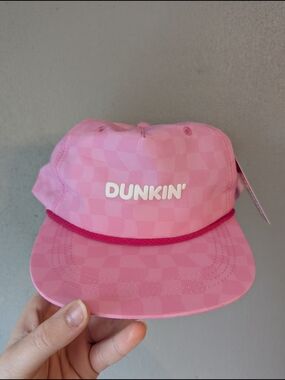 Dunkin' Pink Checkerboard Rope-Trim Cap